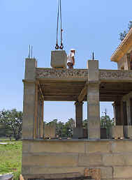 Concrete column blocks going into place.