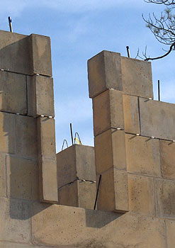 Window openings in concrete block house. 