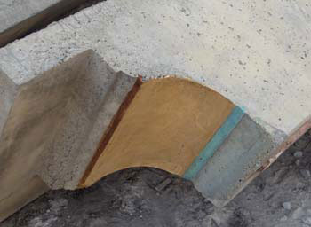 concrete acid stain on cornice blocks