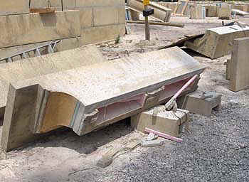 concrete cornice getting sawed