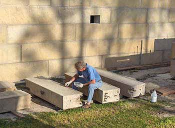 applying concrete acid stain to exterior house parts