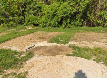 areas where extra concrete was pumped