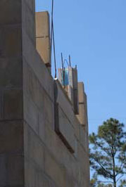 decorative concrete blocks under window panels
