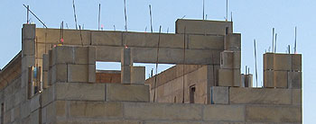window openings in concrete block wall