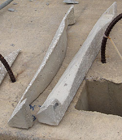 concrete parts angle cut to attach to edges