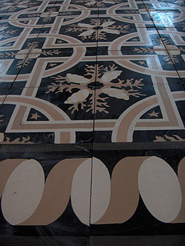 close up of the cement tile floor
