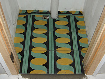 Cement tile hall closet