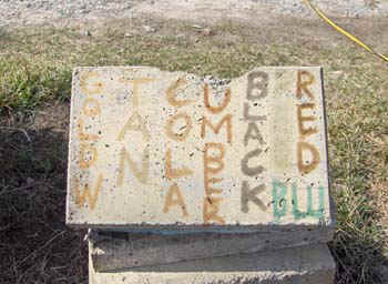concrete acid stain color test block