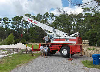 crane for stacking dry stack blocks
