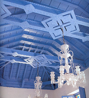 Blue painted Cuban ceiling in old Havana