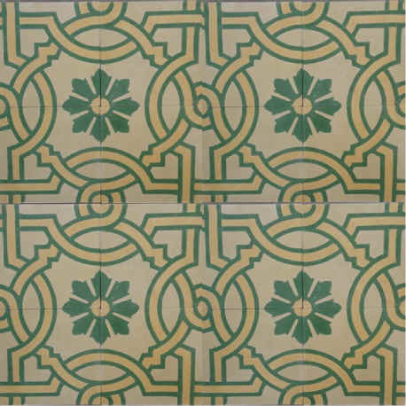 Patterned cement floor tiles