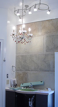 hanging track light in bathroom