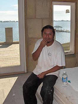 Mexican sheetrock worker