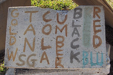 concrete acid stain color test block later in shade