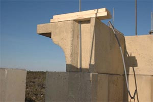 Detail of concrete cornice block