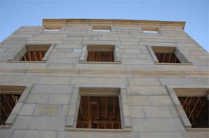 approaching completion of waterfront block exterior