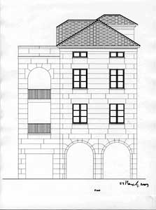 East elevation sketch of proposed custom waterfront home