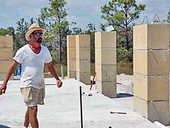 large dry stack blocks w/ shims to level them