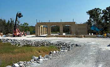 First floor taking shape-stacking man made stone blcoks