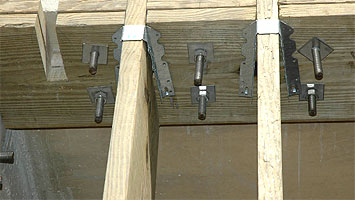 detail of floor joist construction, close-up photo
