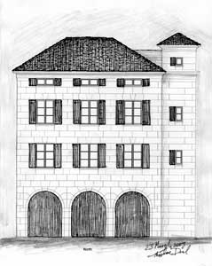North elevation of DAC-ART concrete home sketch