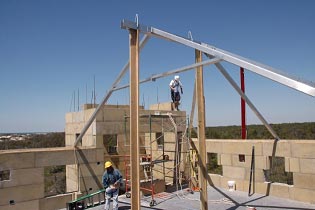 Beginning the roof framing