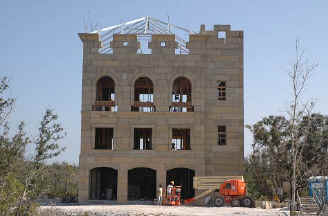 shot of concrete dac-art house with roof frame in place