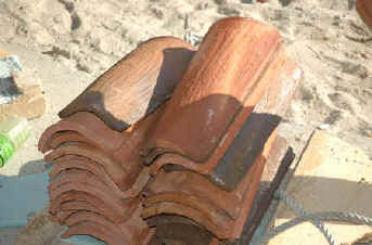 Stack of Artezanos terracotta roofing tiles