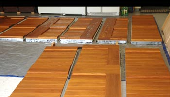 Stained custom wood garage door panels